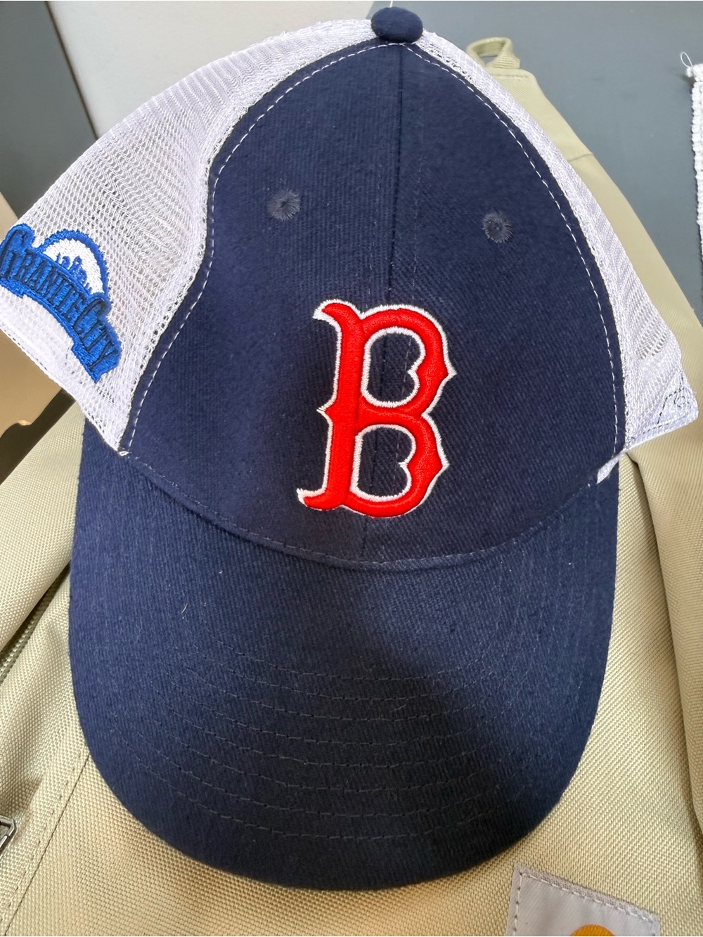 Boston Red 'B' Navy and White Mesh Baseball Cap